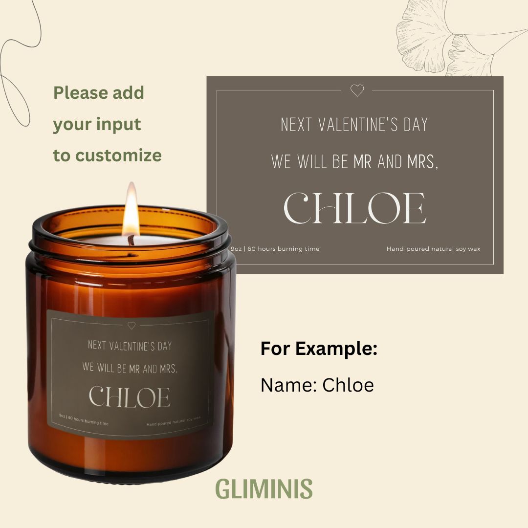 Custom Name Mr & Mrs Next Valentine Candle-Gliminis