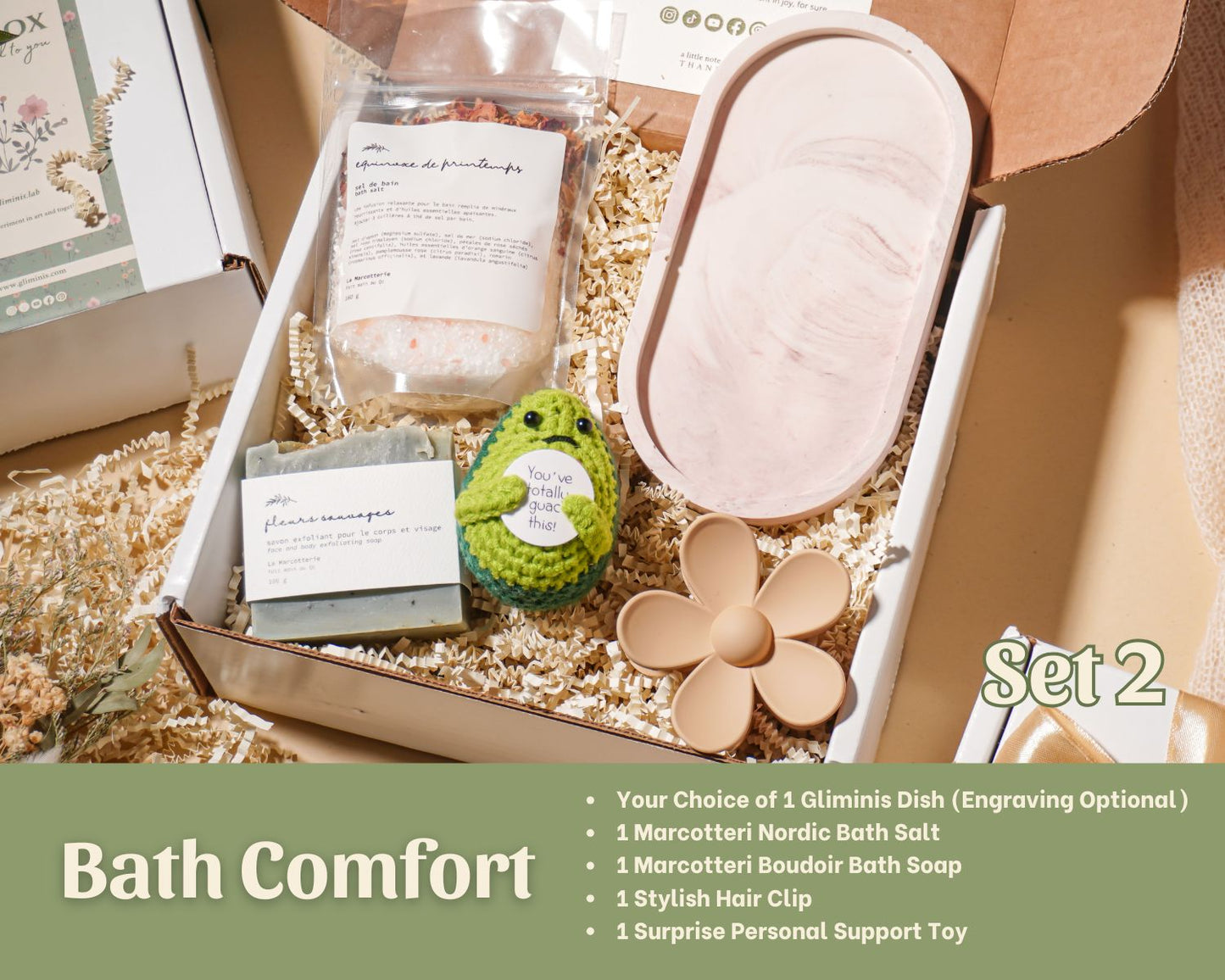 Bath Comfort Gift Set-Personalized Self Care Gift Box Handmade Wellness Package Eco Friendly Gift Set Affordable Luxury Gift Birthday Present New Mom Gift Employee Appreciation Corporate Wellness Housewarming Relaxation Kit Tea Lover