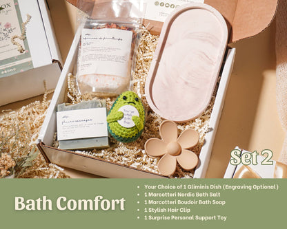 Bath Comfort Gift Set-Personalized Self Care Gift Box Handmade Wellness Package Eco Friendly Gift Set Affordable Luxury Gift Birthday Present New Mom Gift Employee Appreciation Corporate Wellness Housewarming Relaxation Kit Tea Lover
