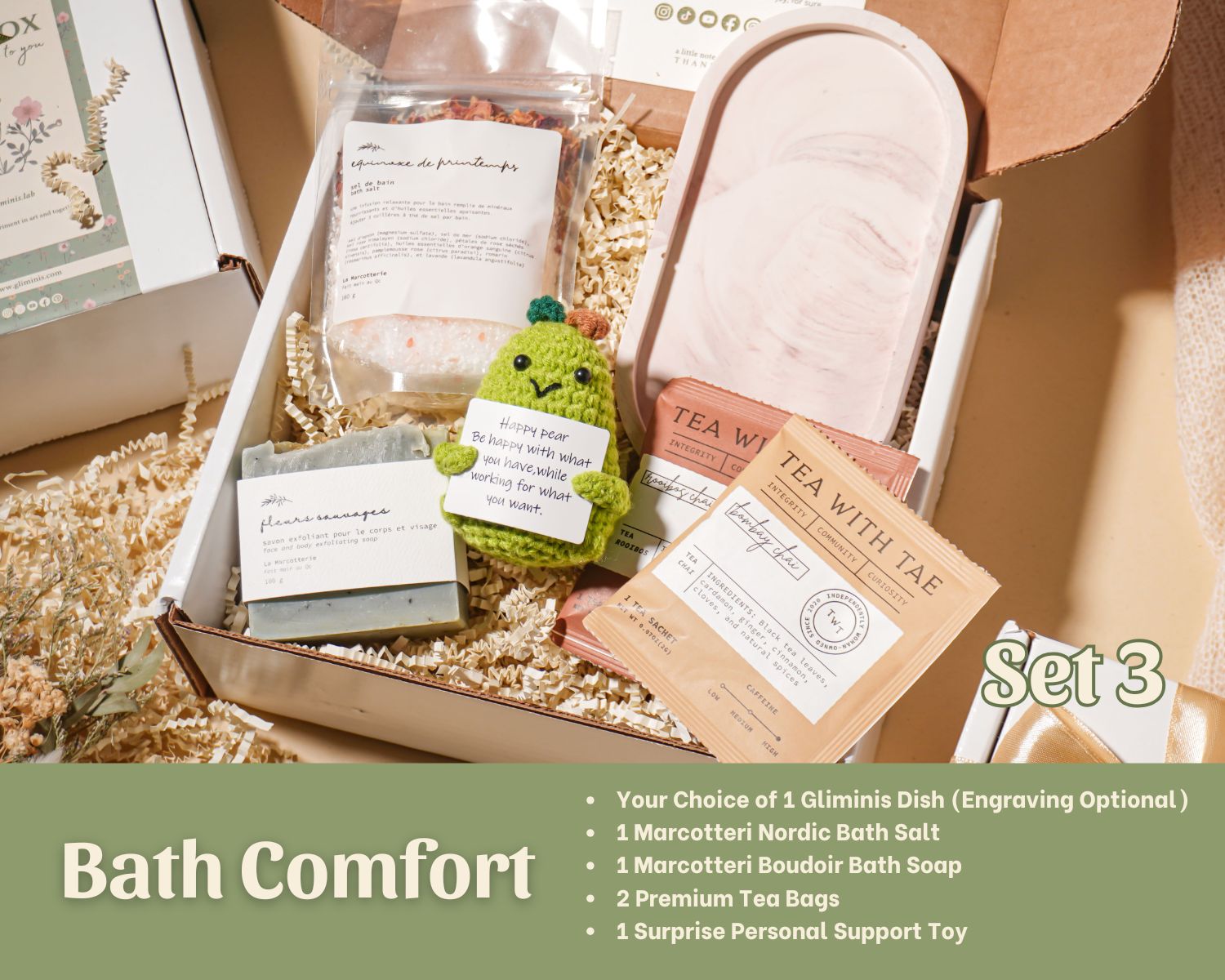 Bath Comfort Gift Set-Personalized Self Care Gift Box Handmade Wellness Package Eco Friendly Gift Set Affordable Luxury Gift Birthday Present New Mom Gift Employee Appreciation Corporate Wellness Housewarming Relaxation Kit Tea Lover