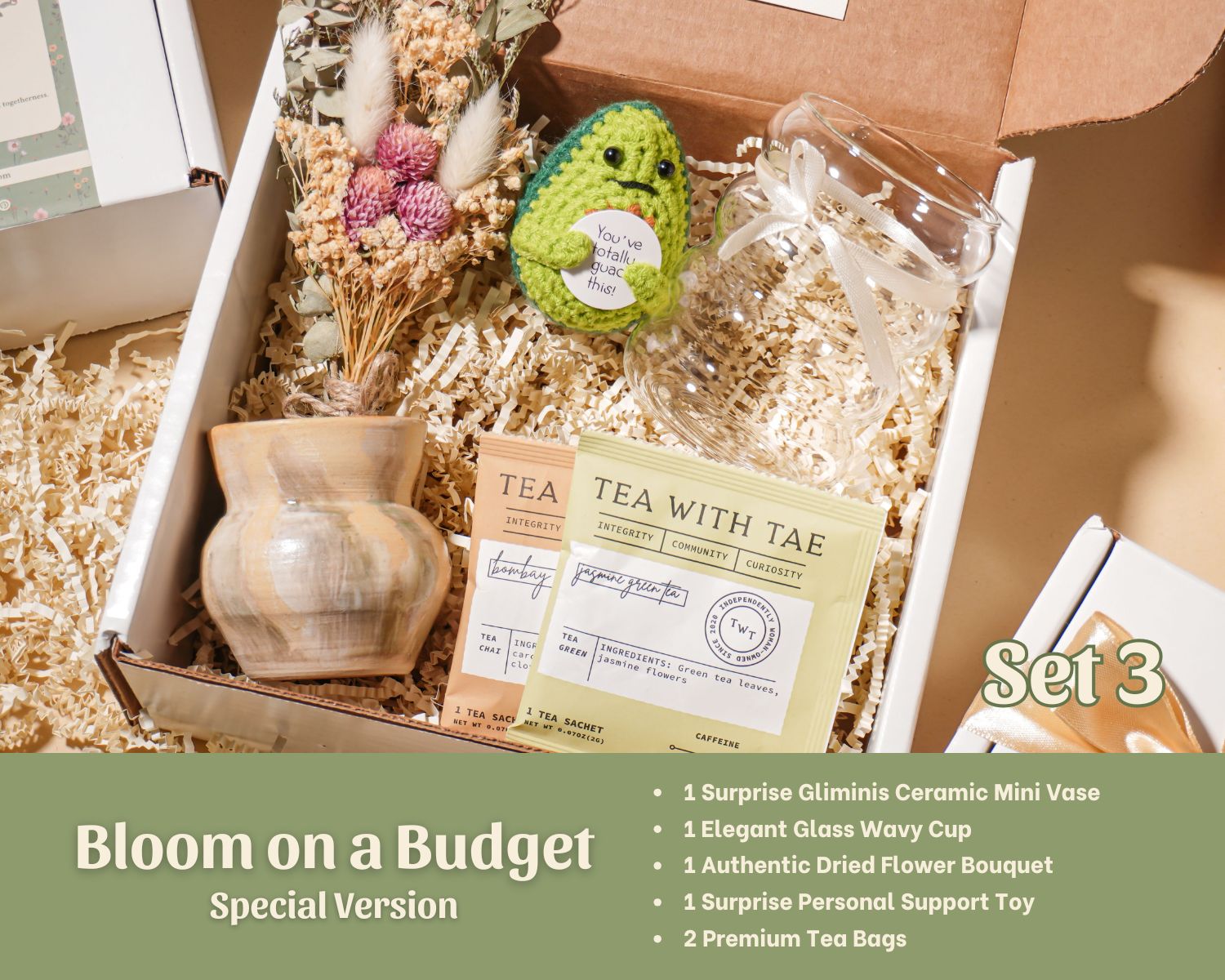 Bloom on a Budget Gift Set-Personalized Self Care Gift Box Handmade Wellness Package Eco Friendly Gift Set Affordable Luxury Gift Birthday Present New Mom Gift Employee Appreciation Corporate Wellness Housewarming Relaxation Kit Tea Lover