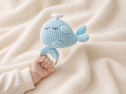 Whale Crochet Baby Rattle