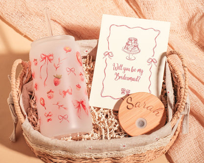 Pink Bow Glass Tumbler