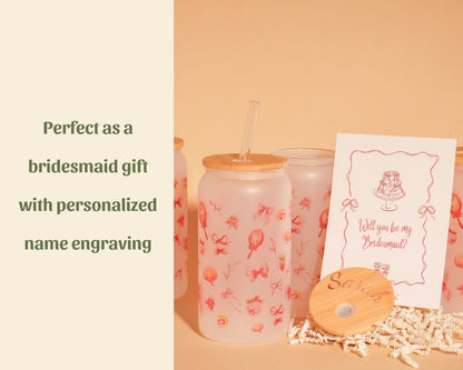 Pink Bow Glass Tumbler