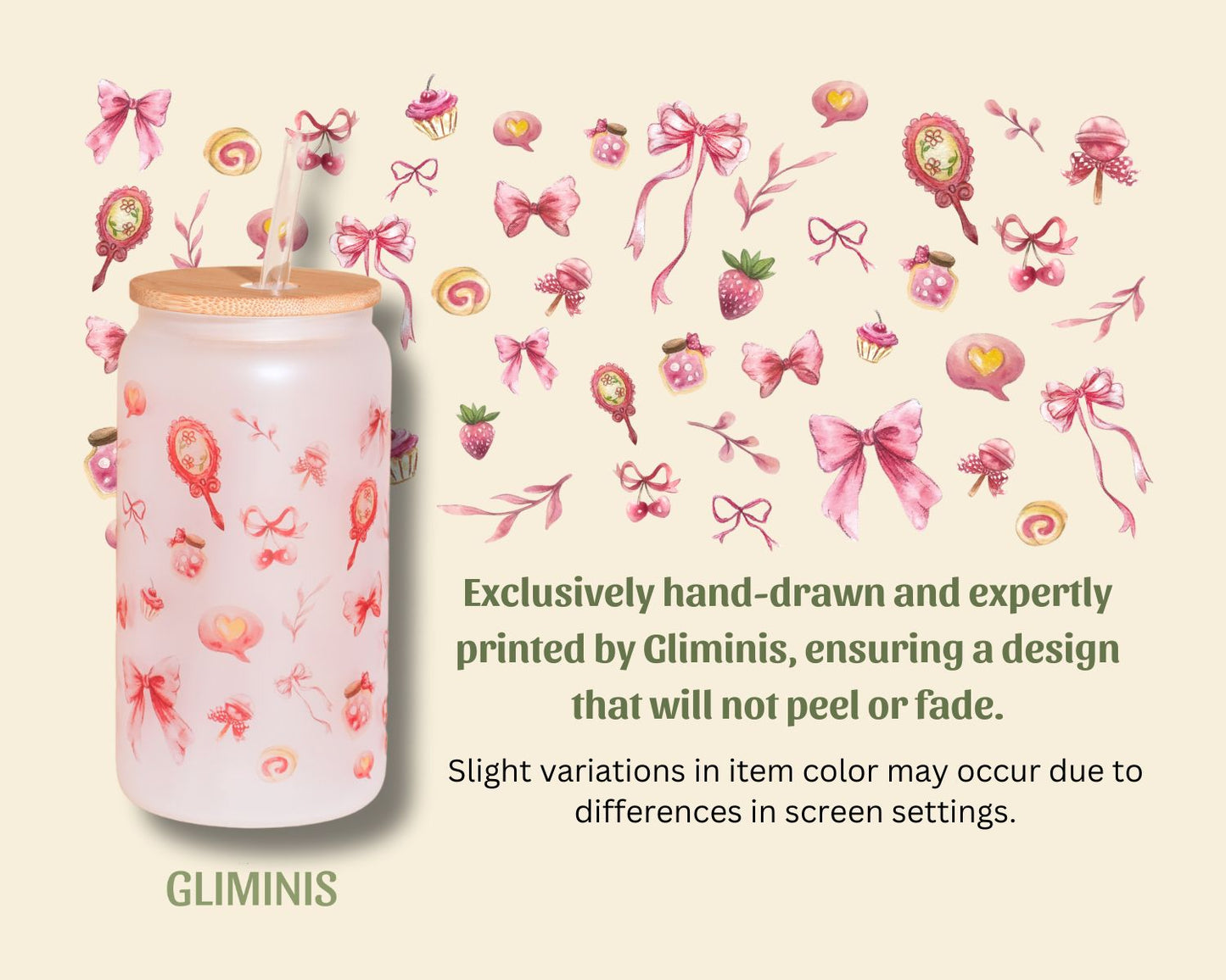 Pink Bow Glass Tumbler