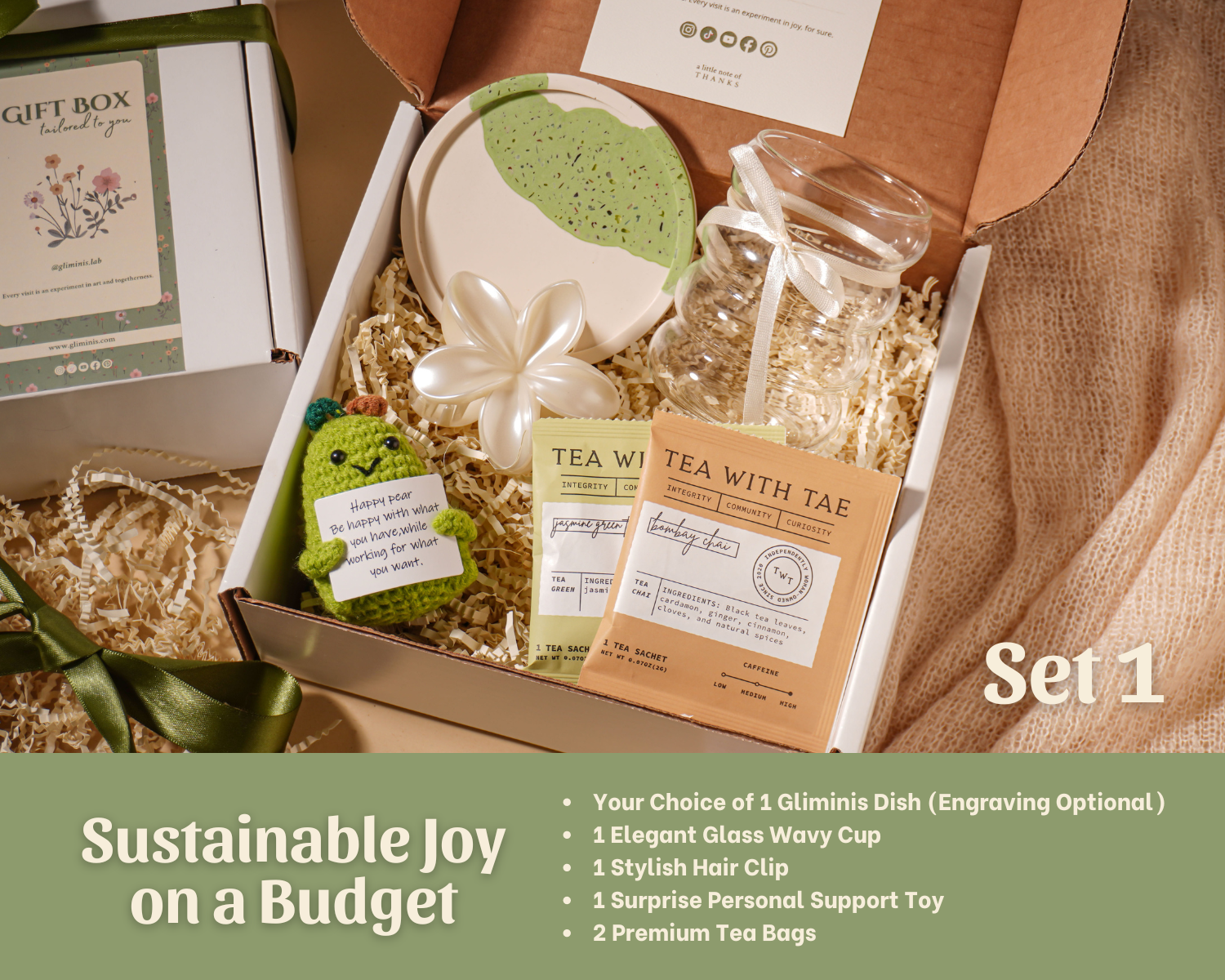 Joy on a Budget Gift Set-Personalized Self Care Gift Box Handmade Wellness Package Eco Friendly Gift Set Affordable Luxury Gift Birthday Present New Mom Gift Employee Appreciation Corporate Wellness Housewarming Relaxation Kit Tea Lover