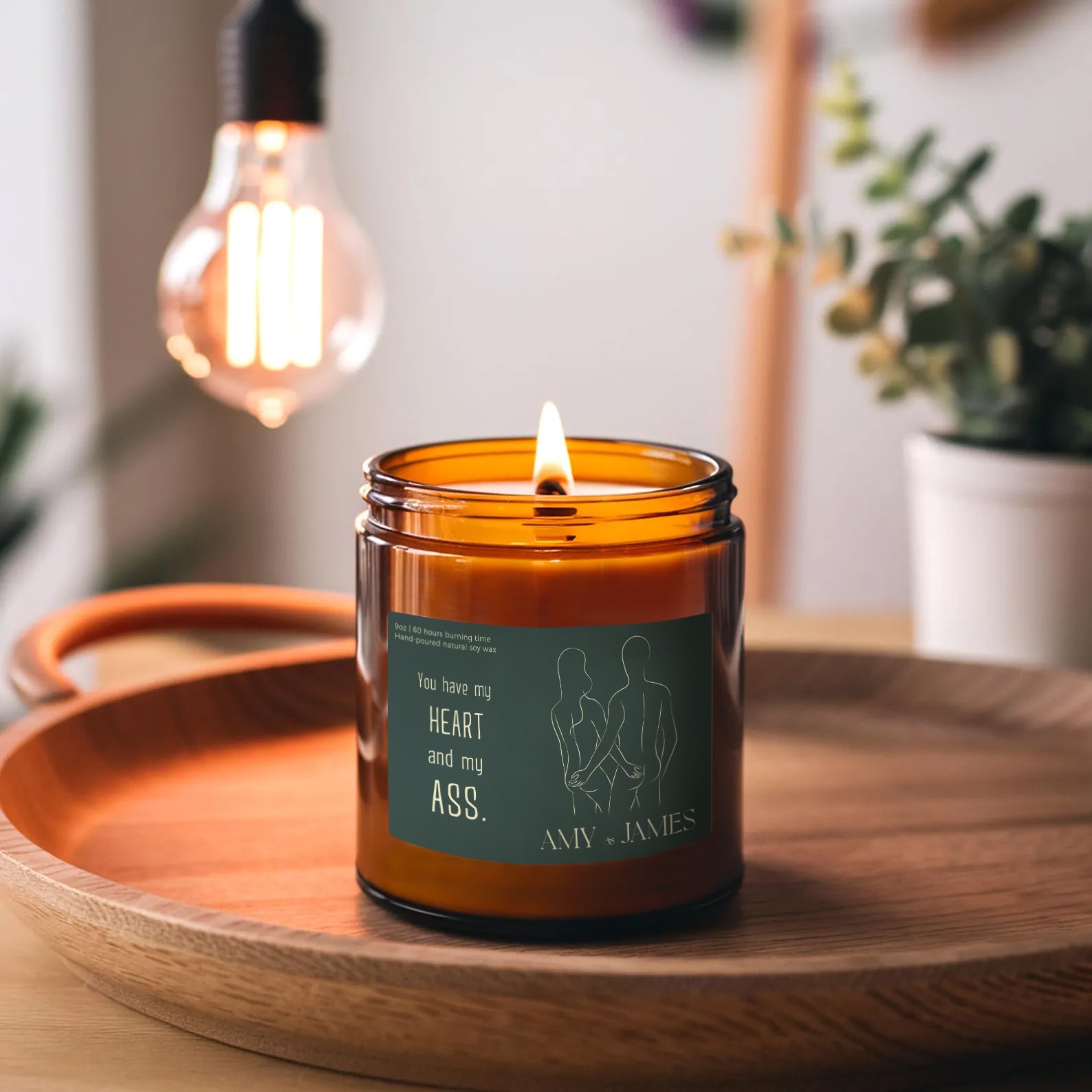 Couple Name My Heart and My Ass Custom Candle-Gliminis