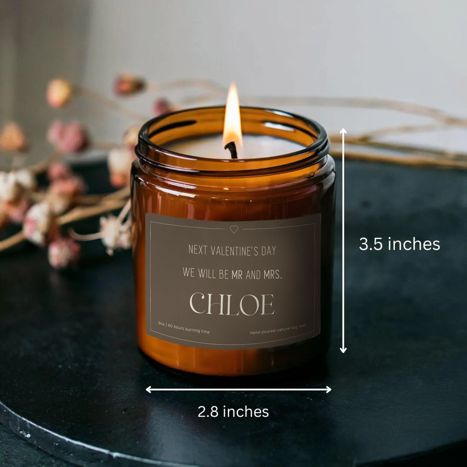 Custom Name Mr & Mrs Next Valentine Candle-Gliminis