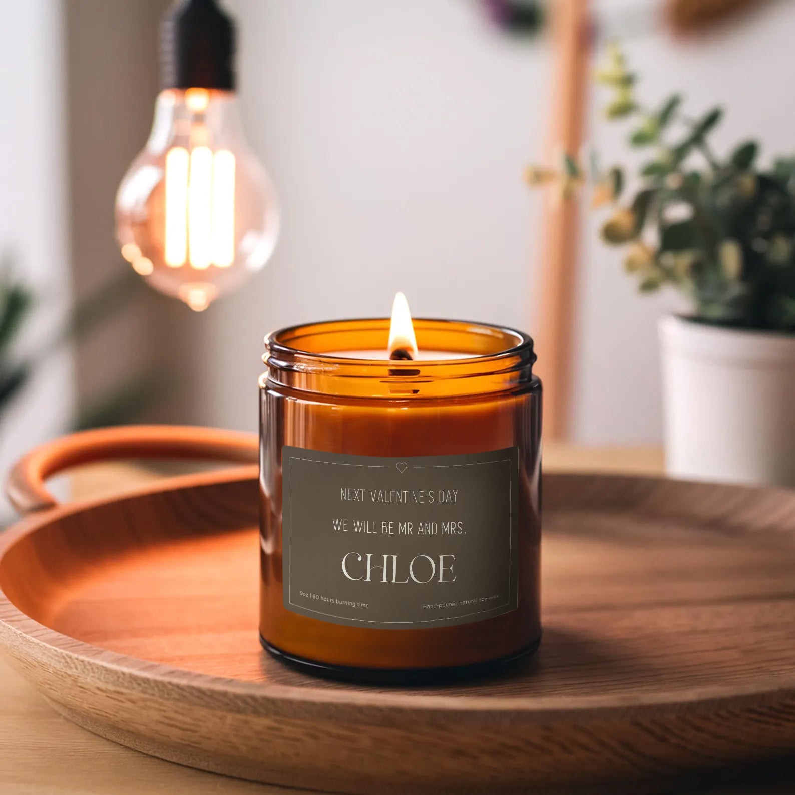 Custom Name Mr & Mrs Next Valentine Candle-Gliminis